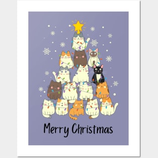 Christmas Tree Cats Posters and Art